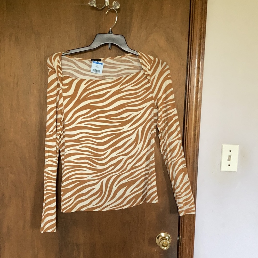 Ann Taylor zebra like print animal print lightweight top casual office M - Picture 4 of 17